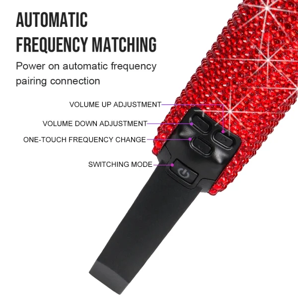 Diamond Microphone G-MARK GM1.1 sparkling Wireless Professional UHF Frequency Adjustable Metal For Party Show Teaching Wedding 5
