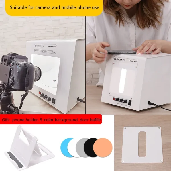 New SANOTO Photo Studio Photography Light Box Softbox Dimmable Rotating Turntable For Jewelry Photography Video 3D Scanning 5