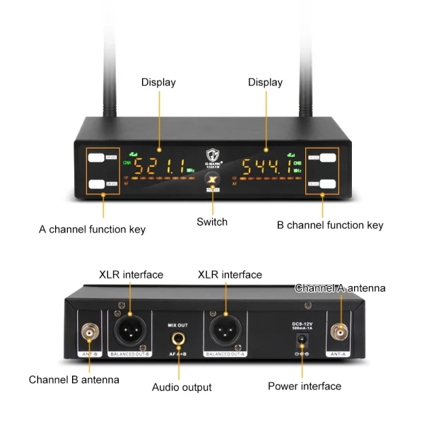 Wireless Microphone G-MARK X320FM Professional Karaoke Mic Frequency Adjustable Metal Body 80M For Stage Chruch Party Wedding 2