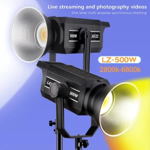 LATZZ 500W Photography Fill Light 2800k-6800k Continuous Output COB LED Studio Video Light for Live Streaming and Shooting 1
