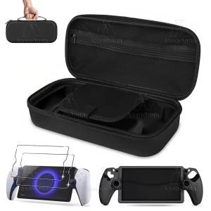 4-in-1 Protective Accessories Kit for PS Portal EVA Carrying Case Silicone Soft Cover Shell 2 HD Tempered Glass Screen Protector